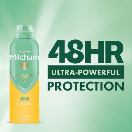 Mitchum Women Triple Odor Defense 48Hr Protection Aerosol Deodorant & Anti-Perspirant Pure Fresh 200Ml