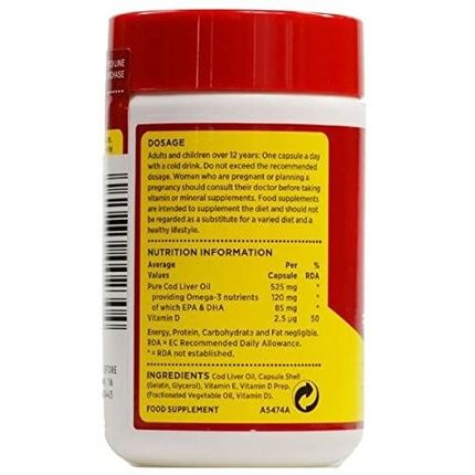 Seven Seas Pure Cod Liver Oil One-A-Day Capsules 60 Capsules - Image 3