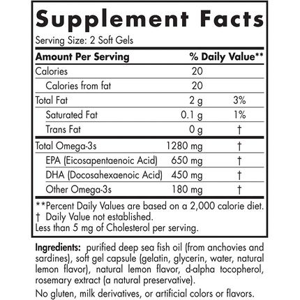 Nordic Naturals Ultimate Omega Softgel Lemon 180 Softgels