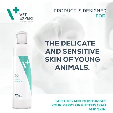 Vet Expert Puppy/Kitten Shampoo Gentle Care For Delicate And Sensitive Skin With Allantoin, Panthenol, Aloe Leaf Juice, Lanolin, And Oat Proteins 250Ml - Image 3