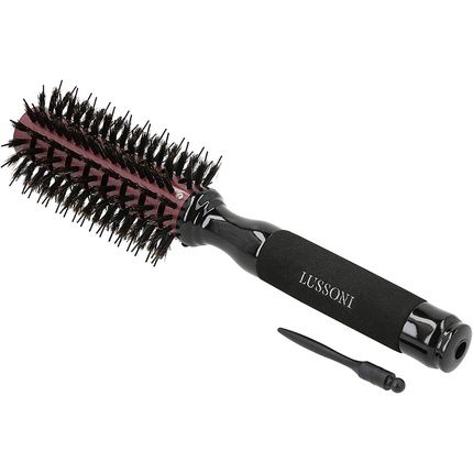 T4B Lussoni Round Wood Styling Hair Brush With Boar Bristles And Nylon Pins 28Mm Black - Image 3