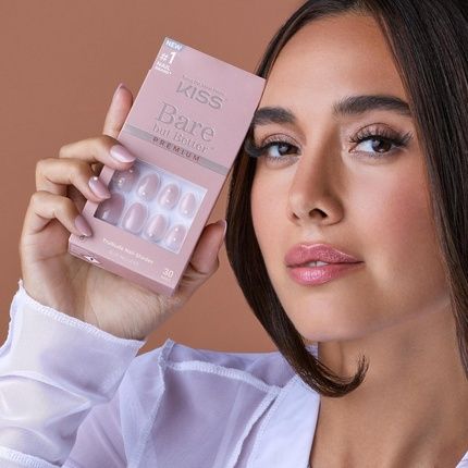 Kiss Bare But Better Press-On Nails With Nail Glue Slay Light Nude Skin Short Size Almond Shape - Image 3