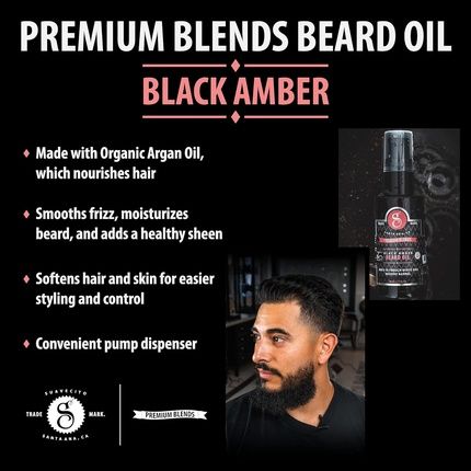 Suavecito Premium Blends Beard Oil Leave-In Conditioner For Softening Hair Hydrating Skin Eliminating Dandruff Healthy Growth Black Amber Fragrance 1 Fl Oz - Image 3