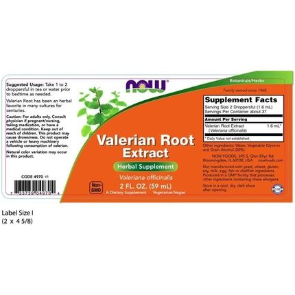 Now Foods Valerian Root Extract Liquid 60Ml