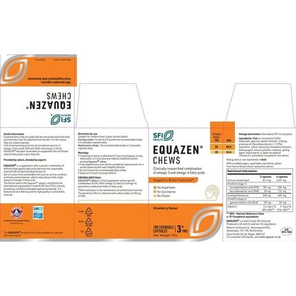 Equazen Chews Omega 3 & 6 Supplement Supports Brain Function 180 Strawberry Flavoured Chews 180 Count