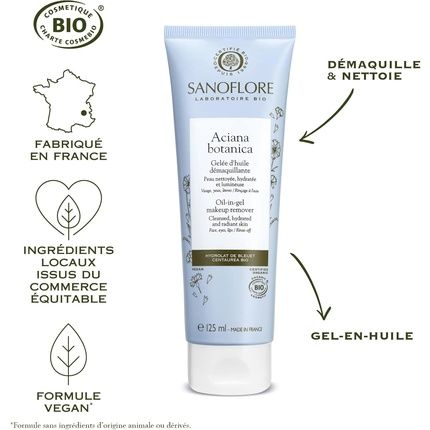 Sanoflore Aciana Botanica Oil-In-Gel Makeup Remover Organic 125Ml - Image 3