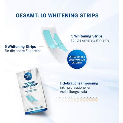 Perlweiss Power Whitening Strips - Fast, Easy, Safe, Enamel-Friendly, With Instant Effect - Whiter Teeth In Just 5 Days - 10 Whitening Strips - Patented Technology