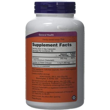 Now Foods Chitosan Plus Chromium Capsules 500Mg 240 Count