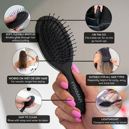 Framar Mini Hair Brush For Women - Small Detangler