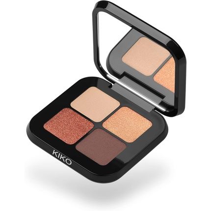 Kiko Milano Bright Quartet Eyeshadow Palette With Four Baked Eyeshadows For Wet And Dry Use Burgundy Variations