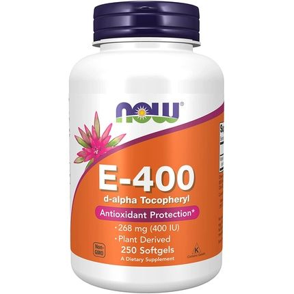 Now Foods Vitamin E 400 Antioxidant With Tocopherols 250 Softgels