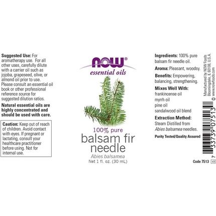 Now Foods Balsam Fir Needle Essential Oil 1 Fl Oz 30Ml
