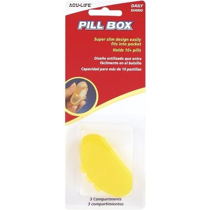 Acu-Life Daily Kidney Shaped Pill Organizer Vitamin Case And Medicine Box Slim Design Pocket Pharmacy 3 Compartments