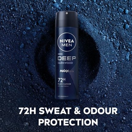 Nivea Men Deep Black Carbon Dark Wood Antiperspirant Spray - Deodorant - Image 3