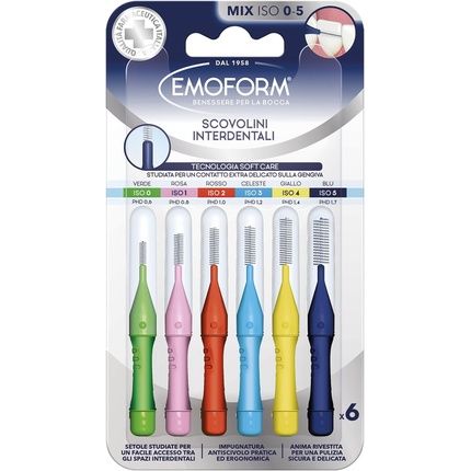 Interdental Brush Emoform With Softcare Technology For Gentle Gum Contact With Soft Bristles - Ergonomic And Non-Slip Handle With Cap