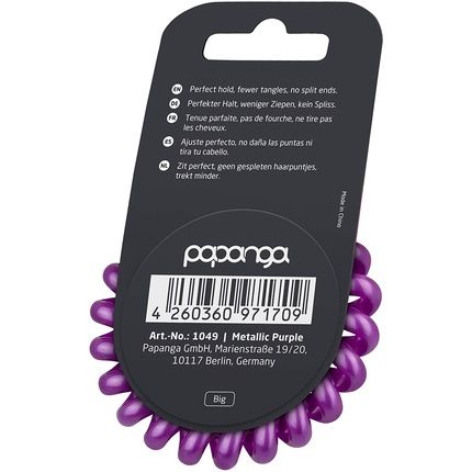 Papanga Spiral Hair Elastics, Metal Edition, Size: Big, Color: Metallic Purple - Image 3