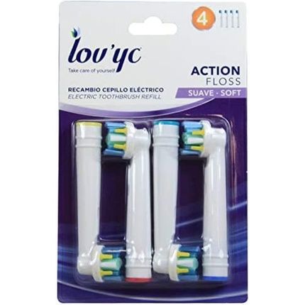 Lovyc Electric Toothbrush Replacement Soft Floss Action 4 Units