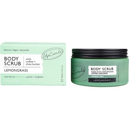 Upcircle Coffee Body Scrub With Lemongrass 220Ml - Sea Salt Lime And Coconut Oil - Fights Cellulite And Stretch Marks - Natural Vegan Scrub For Soft Smooth Skin