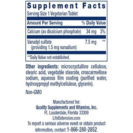 Life Extension Vanadyl Sulfate 7.5Mg 100 Tablets