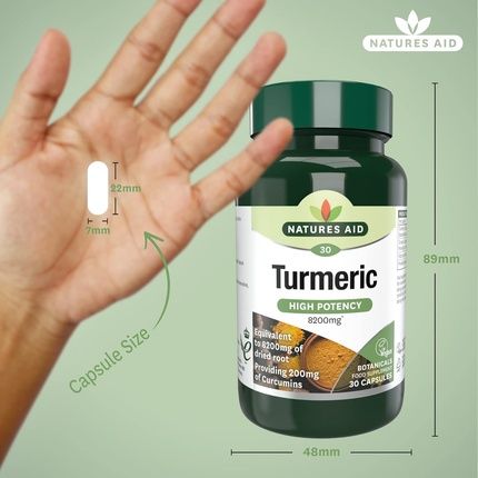 Natures Aid Turmeric 8200Mg High Potency Extract Plus Whole Herb 30 Capsules 30 Count - Image 3