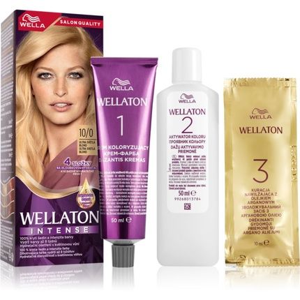 Wella Wellaton Intense Permanent Hair Color With Argan Oil - 10/0 Lightest Blonde, 1 Piece