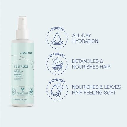Joico Innerjoi Hydrate Detangler For Dry Tangled Hair Sulfate & Paraben Free Vegan Formula 6.7 Fl Oz - Image 3