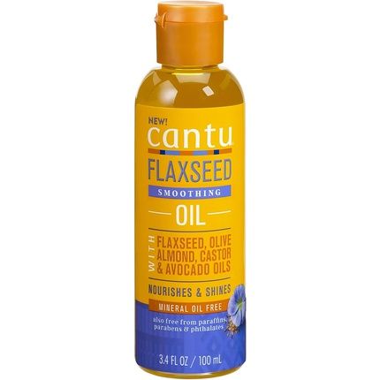 Cantu Flaxseed Smoothing Oil With Flaxseed, Olive, Almond, Castor & Avocado Oil 100Ml
