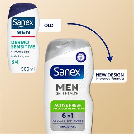 Sanex Men Skin Health Active Fresh Shower Gel 400Ml - Image 3