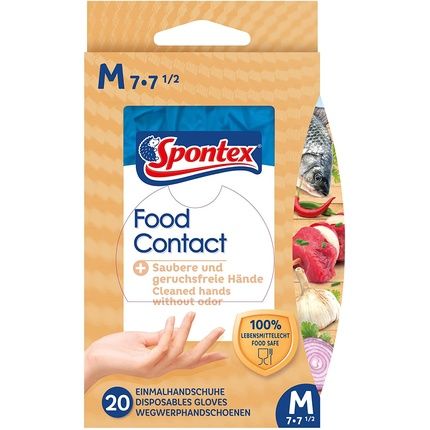 Spontex Food Contact, 20 Disposable Nitrile Gloves, Food Safe