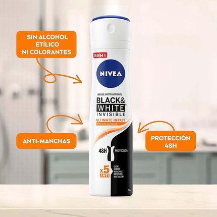 Nivea Invisible Black&White Ultimate Impact Deodorant Spray 150Ml - Image 3