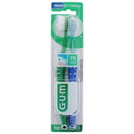 Gum Pro Duo Pack Technology Medium Toothbrushes 2 Pack - Cleans Deeply And Gently