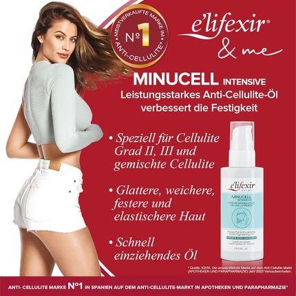 E'Lifexir Oil Minucell Intensive Powerful Anti-Cellulite Oil Improving Microcirculation Reducing Cellulite Ii Iii & Mixed Dehydrating Tightening Organic Cypress Oil And Forskolin 100Ml