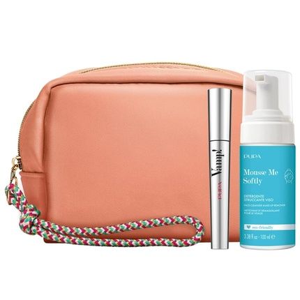Pupa Vamp Mascara Gift Set For Women Mousse Me Softly Face Cleanser 100Ml With Pink Bag