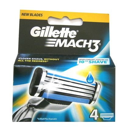 Gillette Mach3 4 Pack Blades Refill For A Smooth Shave