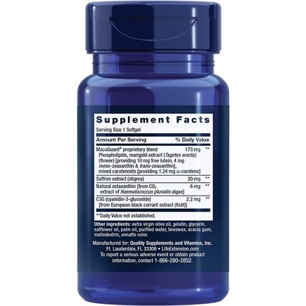 Life Extension Macuguard Ocular Support With Saffron & Astaxanthin 60 Softgels