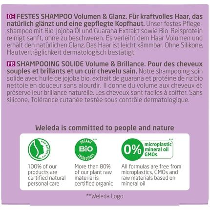 Weleda Organic Solid Shampoo Volume & Shine Natural Cosmetics Hair Care Soap - Image 3