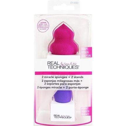 Real Techniques Miracle Makeup Sponges 2 Count 2 Sponges + Stands