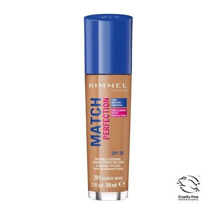Rimmel Match Perfection Spf20 Foundation Adapted To Skin 201 Classic Beige 30Ml