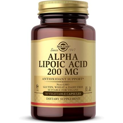 Solgar Alpha Lipoic Acid 200mg Vegetable Capsules Antioxidant 50 Count