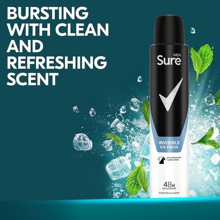 Sure Men Invisible Ice Fresh Anti-Perspirant Aerosol Deodorant For Men 48-Hour Protection 200Ml - Image 3
