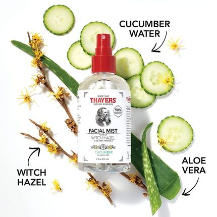 Mild Hamamelis Cucumber Face Toner Spray with Organic Aloe Vera 237ml - Image 3