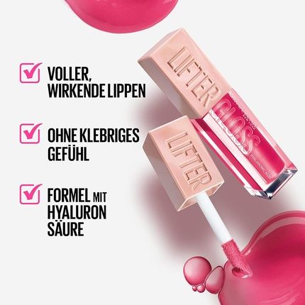 Maybelline New York Shiny Lip Gloss For Fuller Looking Lips Moisturizing With Hyaluronic Acid Lifter Gloss Candy Drop Color: No. 024 Bubblegum Pink 5.4Ml - Image 3