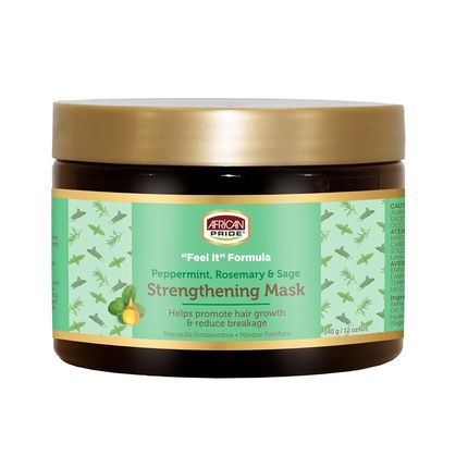 African Pride Feel It Formula Hair Strengthening Mask Treatment Peppermint Rosemary Sage 12Oz
