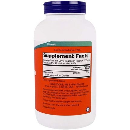 Now Magnesium Oxide Supplement For Enzyme Function And Nervous System Support 8Oz