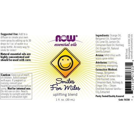 Now Smiles For Miles Aromatherapy Blend Refreshing Scent 1-Ounce
