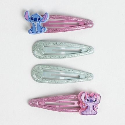 Disney Stitch Glittered Hair Snap Clips For Girls 2 Inch Metal Non-Slip Clips