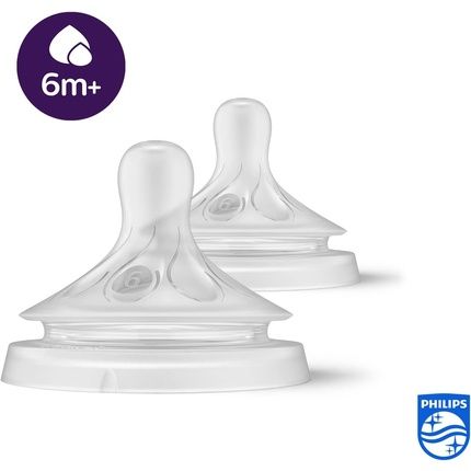 Philips Avent Natural Response Bottle Teat 2 Pack Flow 6 Teats For Babies 6+ Months Bpa Free