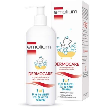 Emolium Dermocare 3-In-1 Bath Lotion Wash Gel Shampoo 400Ml For Children From 1 Month
