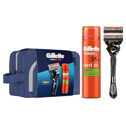 Gillette Proglide Men'S Wet Razor Gift Set With 1 Replacement Blade And Fusion Ultra Sensitive Shaving Gel 200Ml