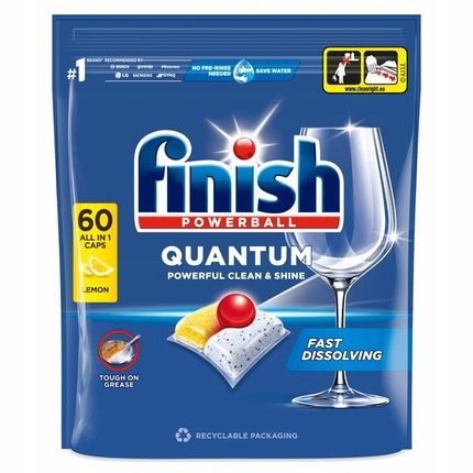 Finish Quantum All In 1 Lemon Dishwasher Capsules 60 Pieces